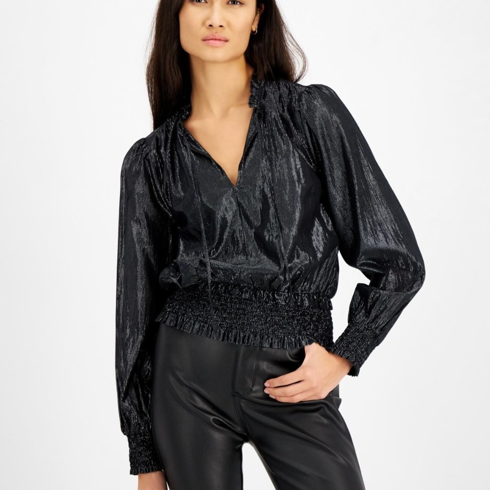 Inc International Concepts Metallic Peasant Top